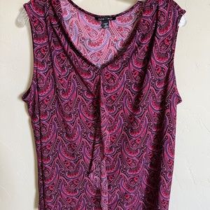 Paisley Roz & Ali Sleeveless V-Neck Top with Ruffle Detail